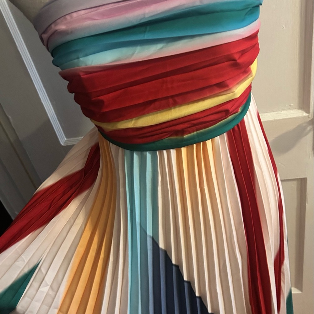Womens Multicolor Strapless Maxi Dress by Flora size medium zips in back NWT - Picture 16 of 16